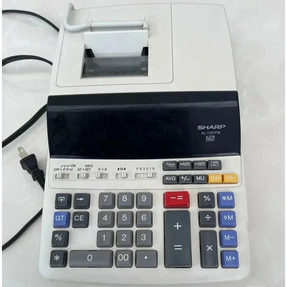 SHARP EL-1197PIII 12-Digit Electronic Printing Calculator 120V White - Picture 1 of 9